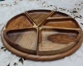 Snack Tray - 6 compartments - Wood