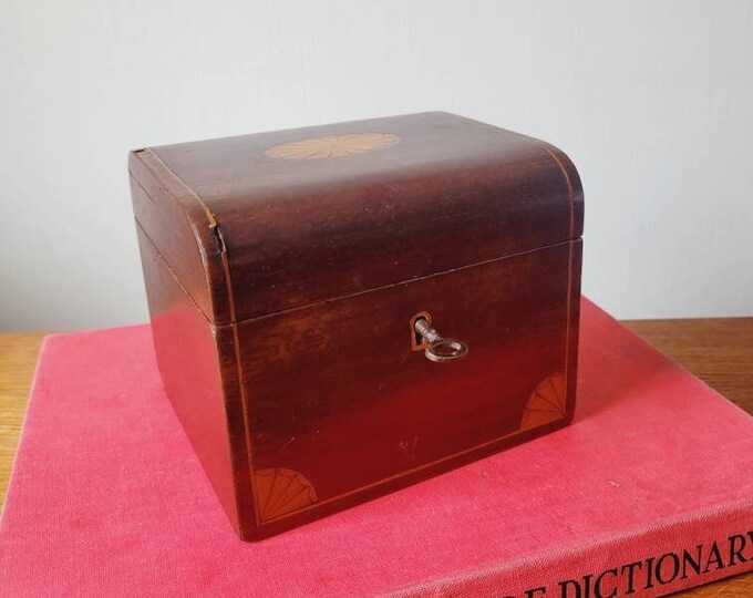 Antique Wooden Tea Caddy With Key, Victorian Tea Caddy, Antique Wooden Box Etsy