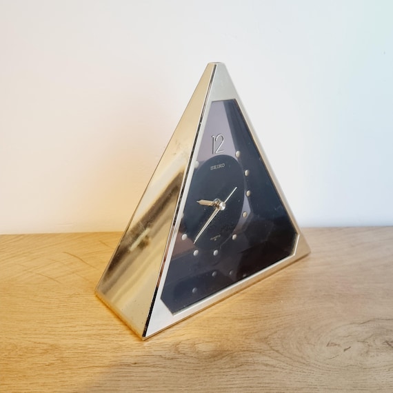 【昭和レトロ】Triangle Clock Quartz 掛時計 動作品 Vintage 1990s Triangular Seiko Mantle Clock Made for Barcelona 92