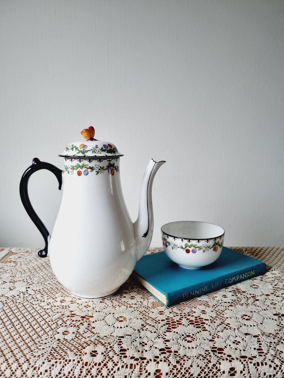 Large Plant Tuscan Teapot/coffee Pot and Tea Bowl in Antique Style Etsy