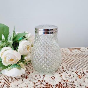 Vintage cut glass sugar shaker made in Hong Kong
