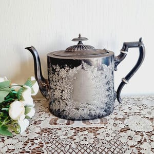 Silverplate antique engraved teapot made in Birmingham