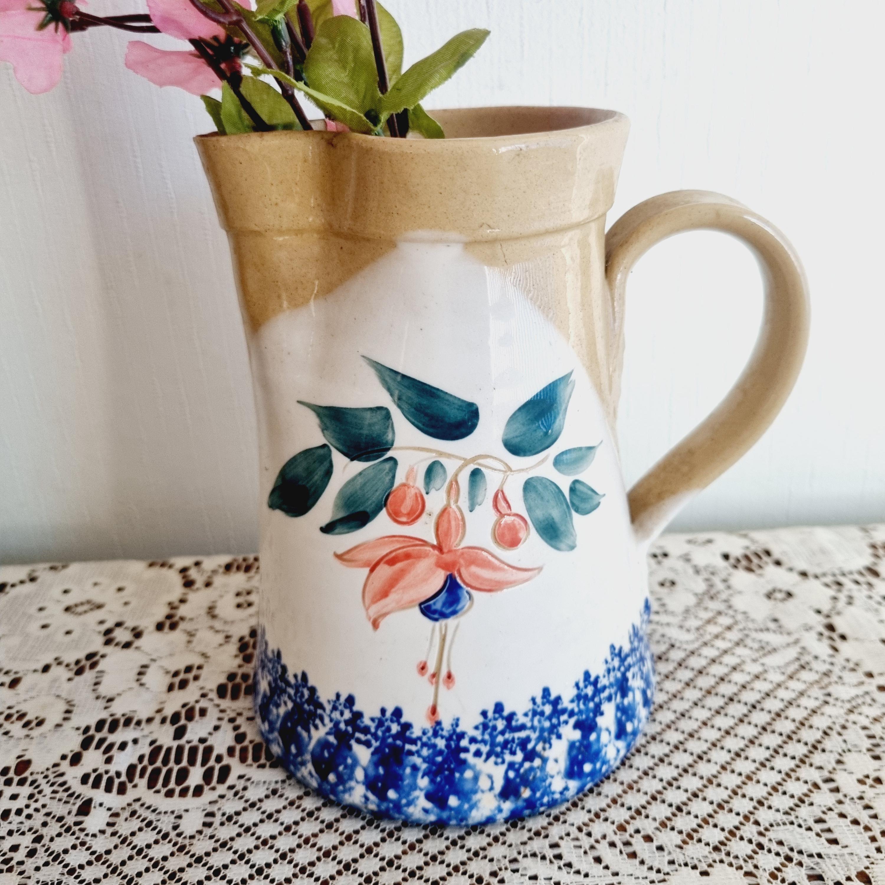 Vintage Irish Spongeware Jug, Bunratty Pottery Pitcher, Handmade