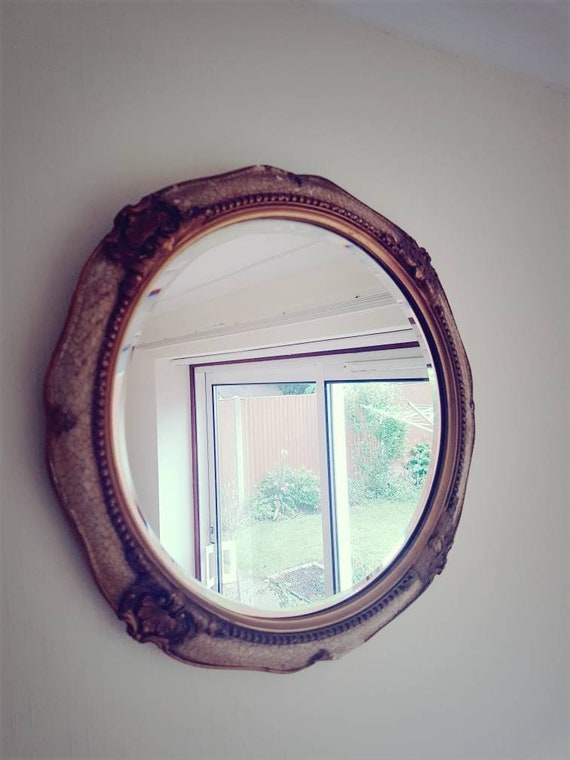 Gold Gilt And Cream Vintage Bevelled Edge Round Mirror Ornate Gold Gilt And Cream Vintage Bevelled