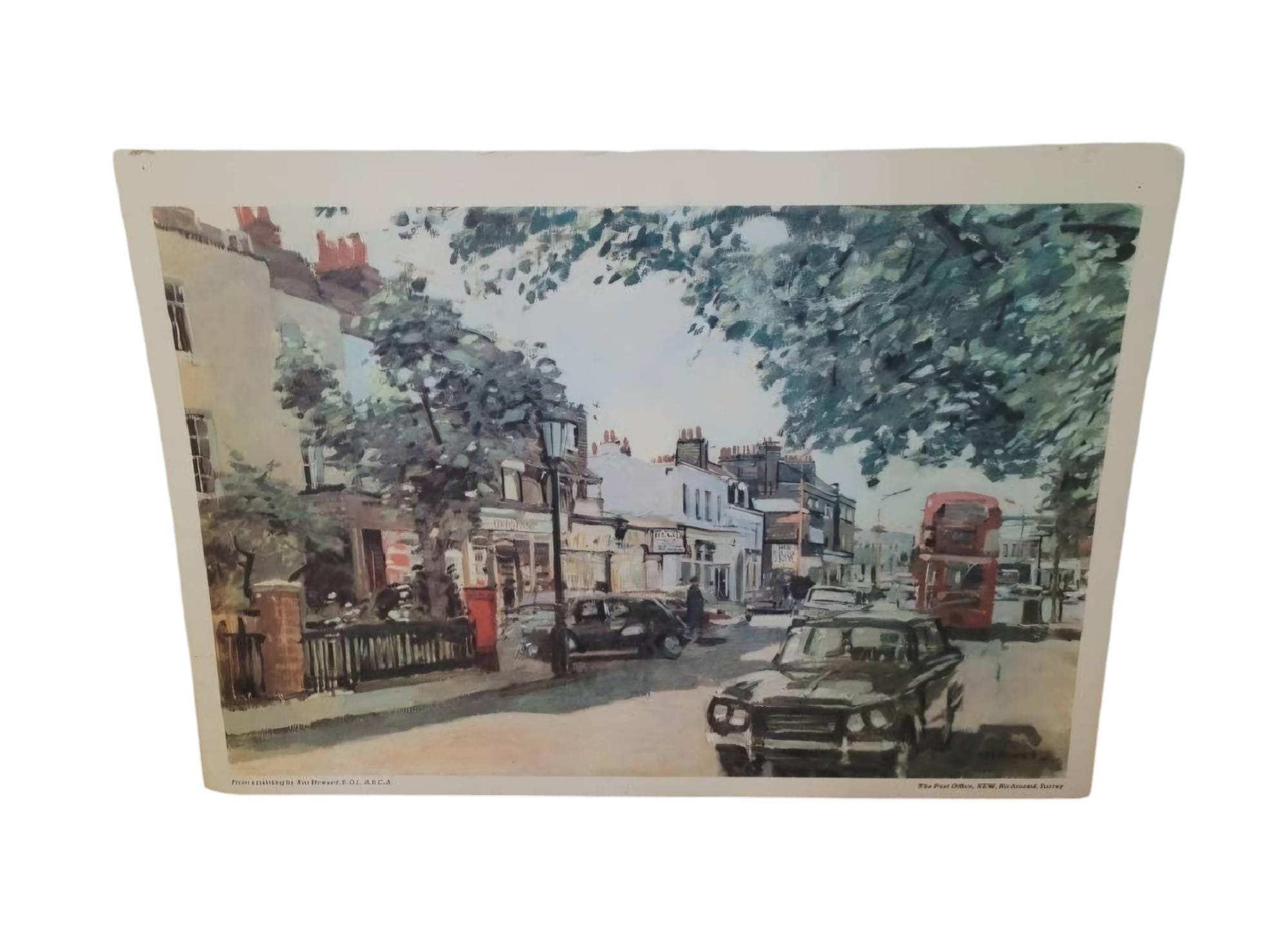 Affiche ancienne de Londres « The Post Office Kew » par Ken Howard, édition limitée