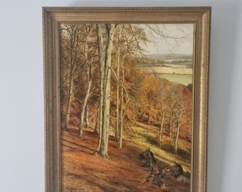 Original vintage oil painting forest/woodland theme