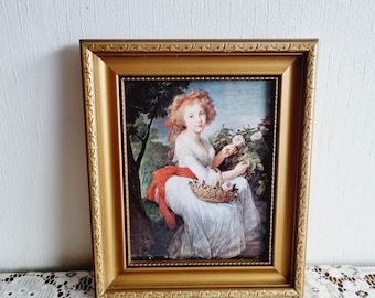 Impression vintage française de portrait de la princesse Maria Cristina di Borbone par Elisabeth Vigée-Lebrun