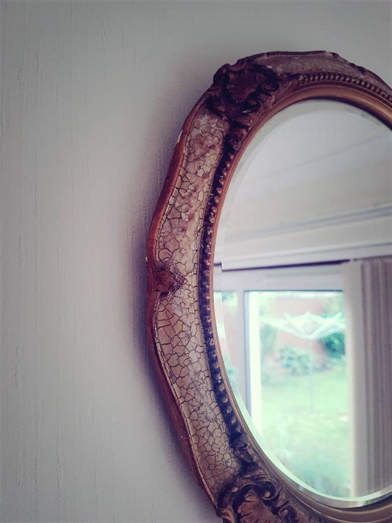 Gold Gilt And Cream Vintage Bevelled Edge Round Mirror Ornate Gold Gilt And Cream Vintage Bevelled