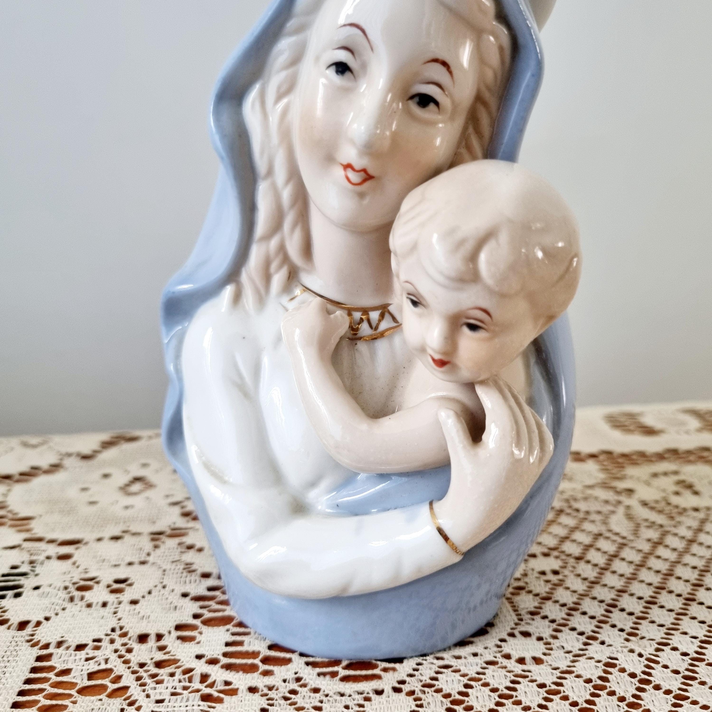 アンティーク マドンナ 聖母マリア像 キリスト ビンテージ レトロ 昭和 当時物 ヴィンテージの聖母マリア、マドンナと子供の像 - Etsy 日本