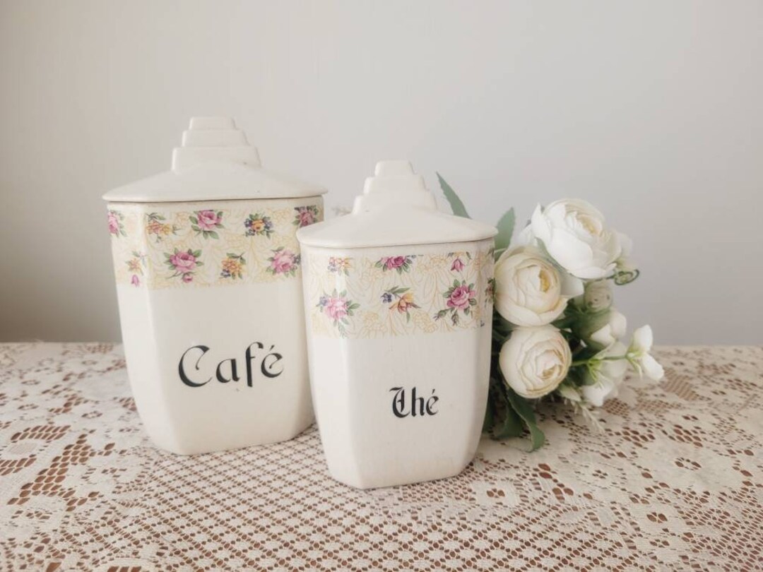 Vintage French Kitchen Storage Jars Tea and Coffee - Etsy