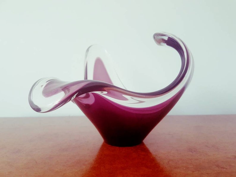 Stunning Freefrom Glass Vase Purple Studio Art Glass Possibly Etsy