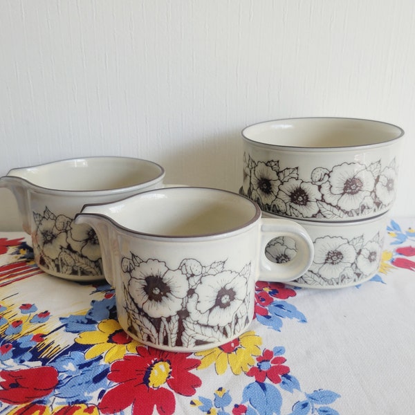 Hornsea Cornrose grey mcm ceramic bowls and jugs
