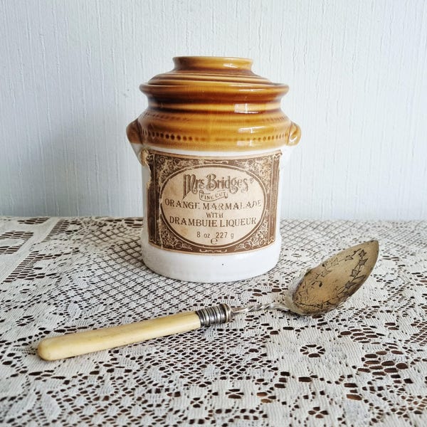 Vintage Mrs Bridges Marmalade Jar | Rustic Stoneware Kitchen Storage Pot | Farmhouse Kitchen Decor