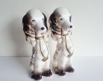 セラミック製ボクサー犬の置物：70年代～80年代のキッチュな装飾品
