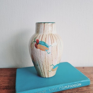 Italian pottery ceramic vase with insect/beetle design