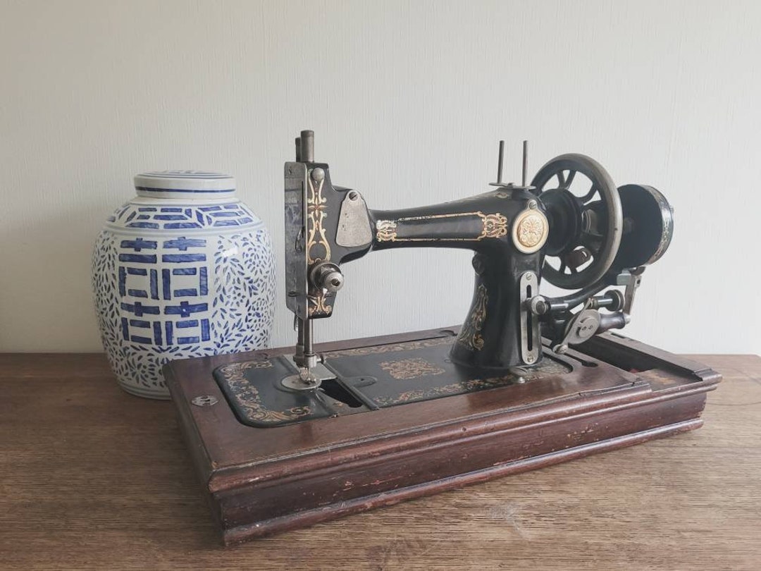Antique Hand Sewing Machine With Case Made in USA Etsy