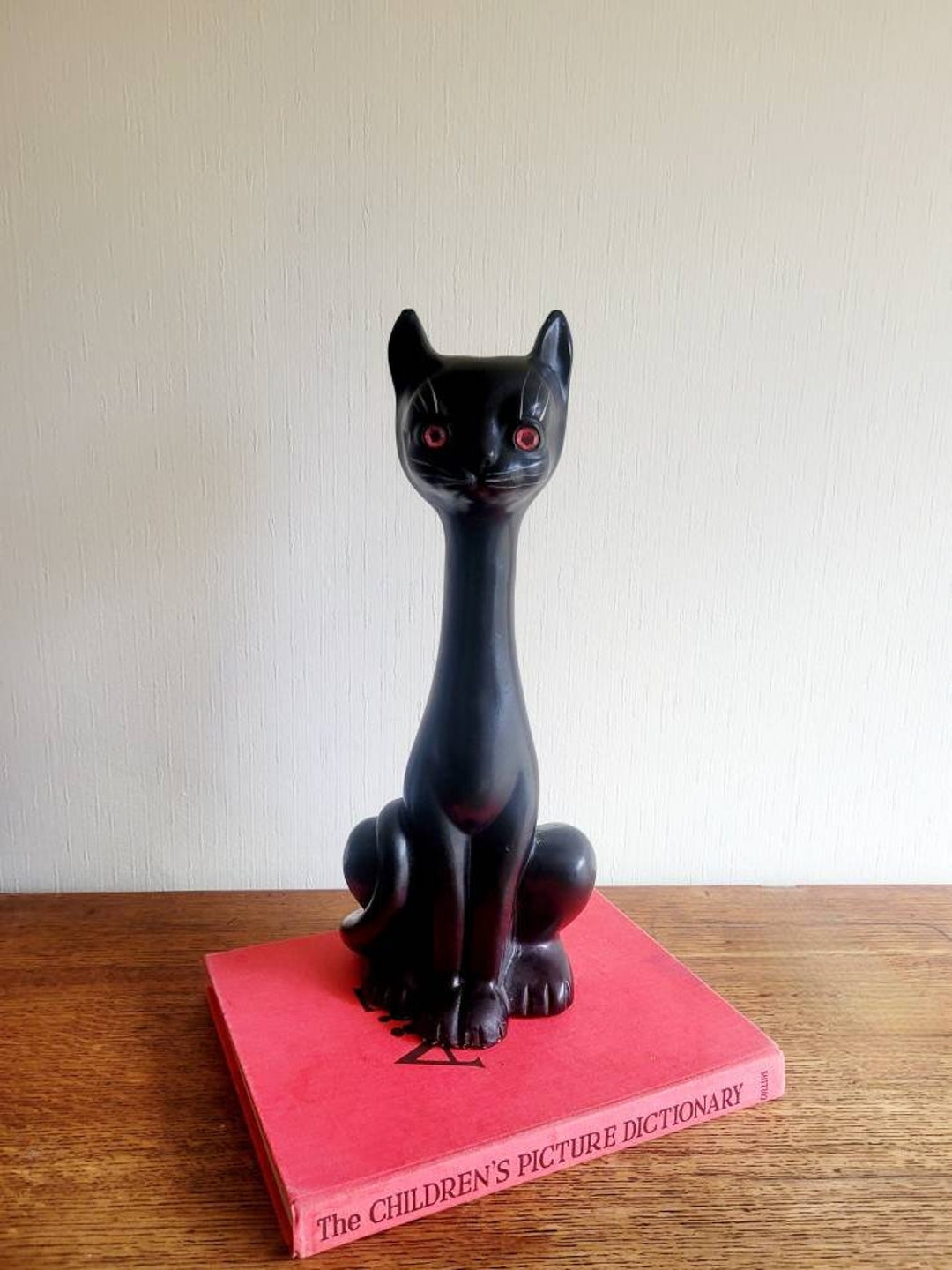 Very Tall Mcm Long Neck Black Cat Etsy