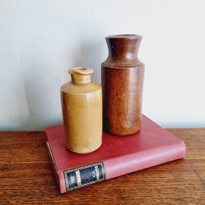 Pair of vintage stoneware bottles/ink bottles