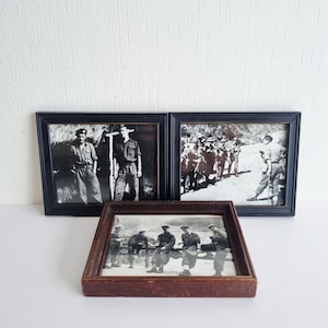 3 fotografías originales enmarcadas de la Segunda Guerra Mundial, fotos antiguas auténticas de la Segunda Guerra Mundial, recuerdos militares históricos.