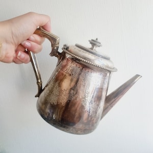 Silverplate antique engraved teapot