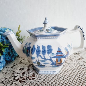 Antique Woods ware Chinoserie &#39;canton&#39; teapot