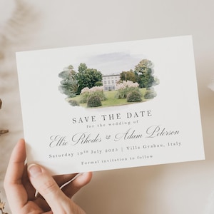 Sparen Sie das Datum Aquarell Veranstaltungsort Sparen Sie das Datum Veranstaltungsort Illustration Sparen Sie den Datum Veranstaltungsort Gemälde Hochzeit Sparen Sie den Datum Veranstaltungsort Aquarell ein