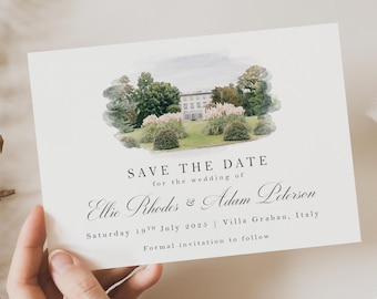Save the Date Watercolour Venue Save the Date Venue Illustration Save the Date Venue Painting Wedding Save the Date Venue Watercolour Invite