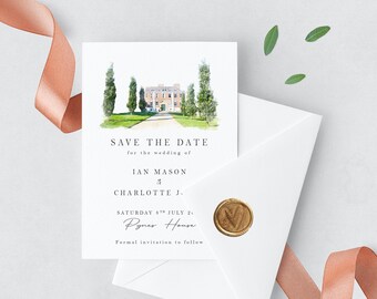 Watercolour Venue Save the Date Watercolour save the date Venue Illustration Save the Date Modern Save the Date Illustrated Wedding Venue