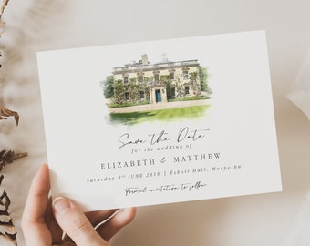 Watercolour Venue Save the Date Watercolour save the date Venue Illustration Save the Date Illustration Venue Save the Dates Venue Painting