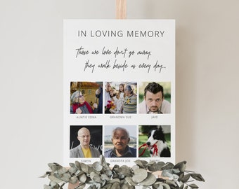 Gedenkbord voor een bruiloft met foto's, gepersonaliseerd ter nagedachtenis, gedenkbord voor de bruiloft, gedenktafelbord