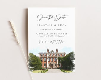 Venue Watercolour Save the Date watercolour save the date venue painting Save the Date custom wedding venue painting venue illustration