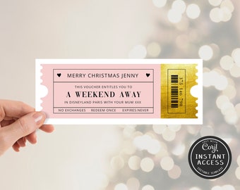 Editable Christmas Gift Voucher Printable Golden Ticket Christmas Gift for Her Gift Voucher for Boyfriend Gift for Wife Gift for Husband