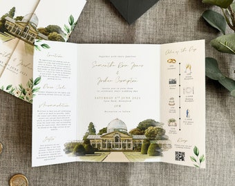 Watercolour Venue Wedding Invitation Gatefold Wedding Invite Venue Watercolour Wedding Venue Illustration Invitation Wedding Venue Painting