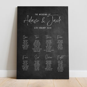 Chalk Board Table Plan Custom Seating Plan Chalkboard Wedding Table Plan Black Table Plan Modern Table Plan Wedding on the Day Stationery