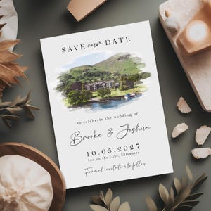 Peinture aquarelle pour un lieu « Save the Date » Peinture « Save the Date » pour un lieu