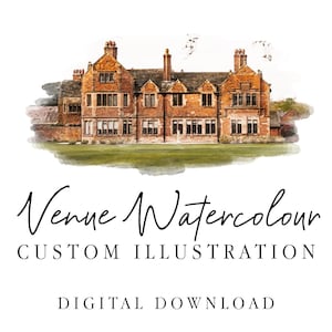 "Aquarell Illustration ""Hochzeit Ort"" Aquarell Leinwand Hochzeitseinladung Aquarell Malerei Digital Download Ort Illustration."