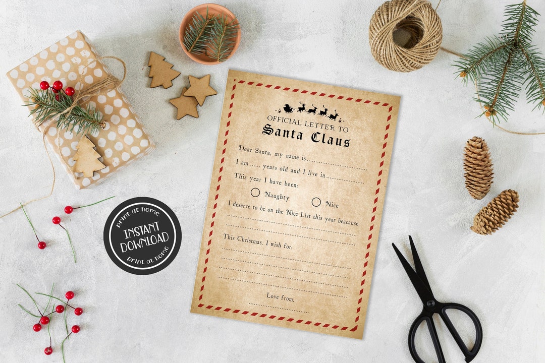 Printable Letter to Santa Template Letter to Santa Printable Template Santa Letter Print at Home ...