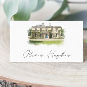 Aquarel locatie bruiloft plaatskaart bruiloft naamkaart bruiloft tafeldecor bruiloft naamkaarten gepersonaliseerde bruiloft plaatskaart aquarel
