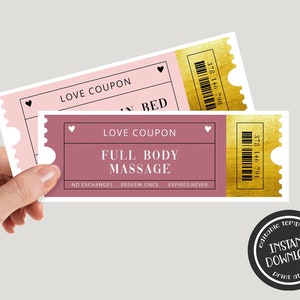 Editable Love Coupons Printable Surprise Gift Vouchers for Him for Her Valentines Love Coupon ...