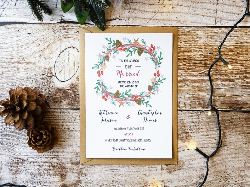 Tis the Season Winter Wedding Invitations Christmas Wedding image 1