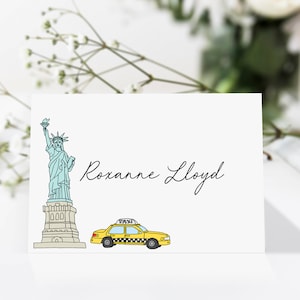 Tarjeta de lugar para boda en Nueva York Tarjeta de nombre para boda en Nueva York Decoración de mesa en Nueva York Configuración de lugar para mesa en Nueva York Fiesta temática de boda en Nueva York