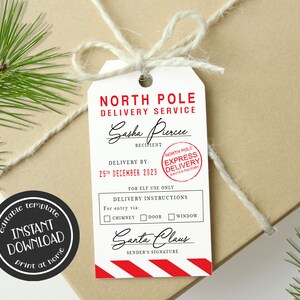 Editable North Pole Gift Tag Printable Christmas Gift Tag Santa ...