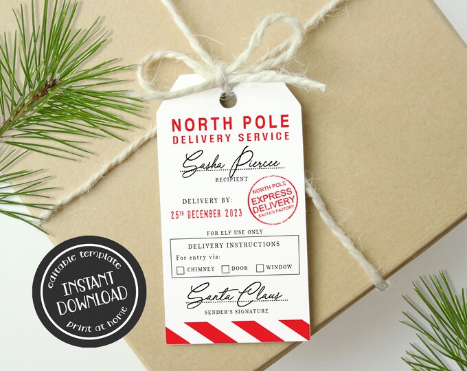 Editable North Pole Gift Tag Printable Christmas Gift Tag Santa ...