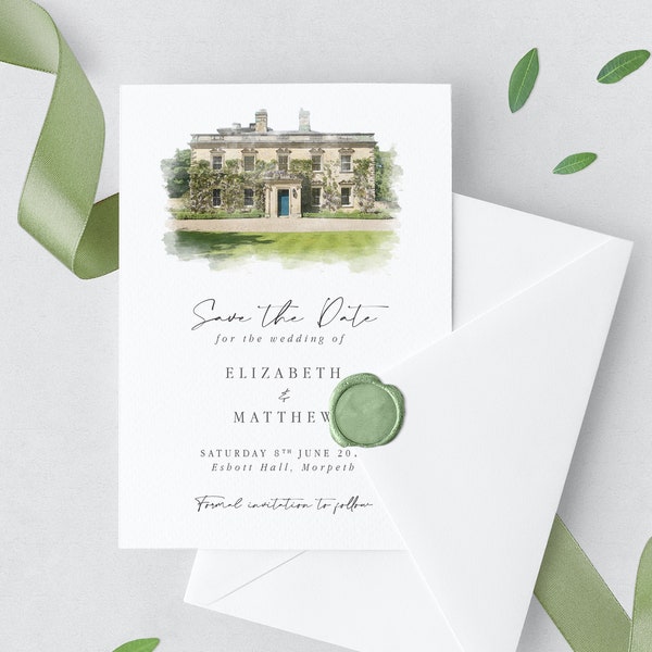 Save the Date Watercolour Venue Save the Date Venue Illustration Save the Date Venue Painting Wedding Save the Date Venue Watercolour Invite