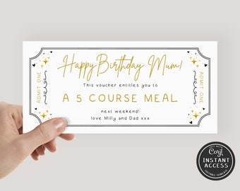 Editable Golden Ticket Template Print at Home Event Ticket Birthday Gift Voucher Printable Surprise Ticket Birthday Gift Ticket Digital