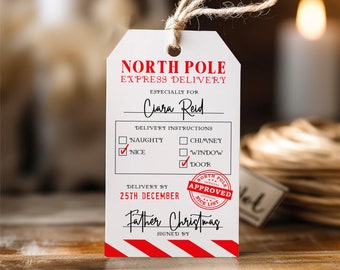 Personalised North Pole Gift Tag Christmas Gift Tag North Pole Christmas Tag Custom Christmas Gift Wrapping Christmas Gift North Pole Gift