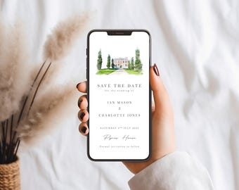 Digital Save the Date Venue Watercolour Digital Save the Date Phone Save the Date Building Painting Save the Date Venue Sketch Wedding