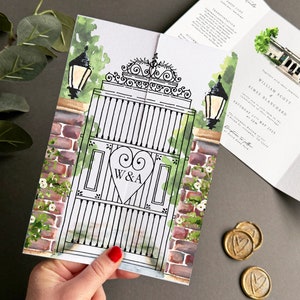 Venue Watercolour Wedding Invitation Gatefold Wedding Invitation Venue Illustration Watercolour Venue Wedding Invite Wedding Venue Painting
