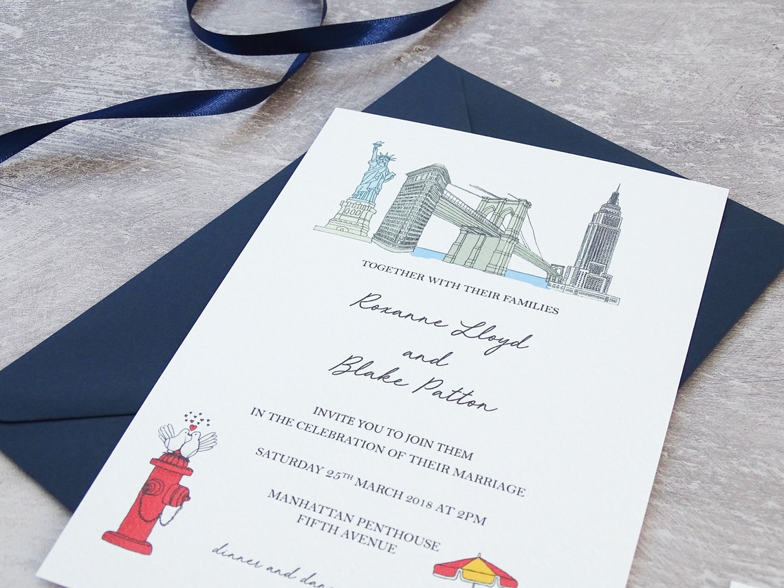 New York Minute Wedding Invitations New York Themed Wedding - Etsy