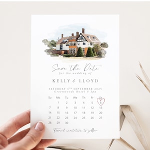 Aquarell Veranstaltungsort Save the Date Kalender Sparen Sie das Datum Veranstaltungsort Malerei Sparen Sie das Datum Illustrierter Veranstaltungsort Zeichnung Modern Save the Date